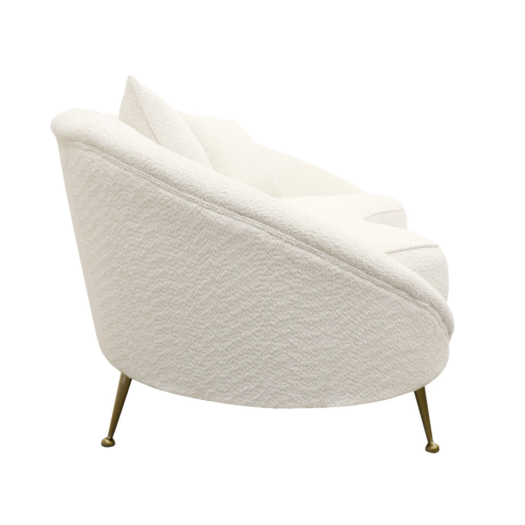 Ivory Textured Fabric Curved Sofa T193318