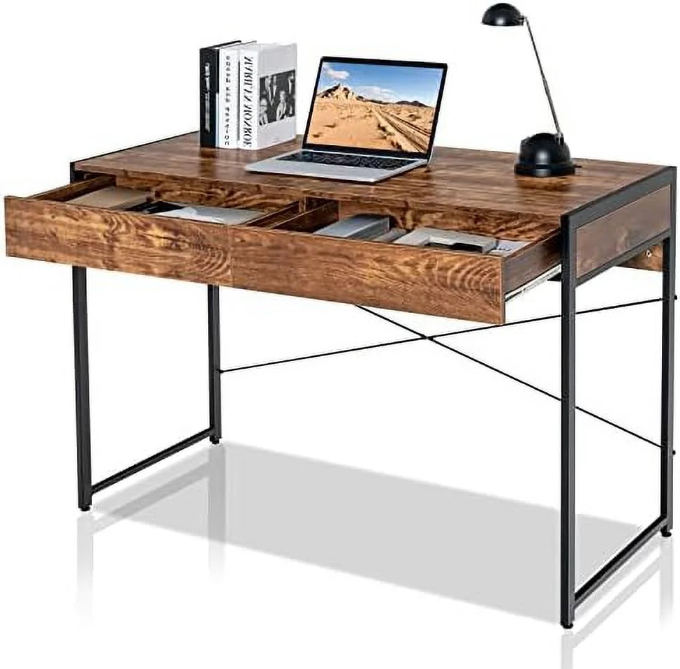 44 inch Computer Desk with 2 Drawers Steel Frame K469