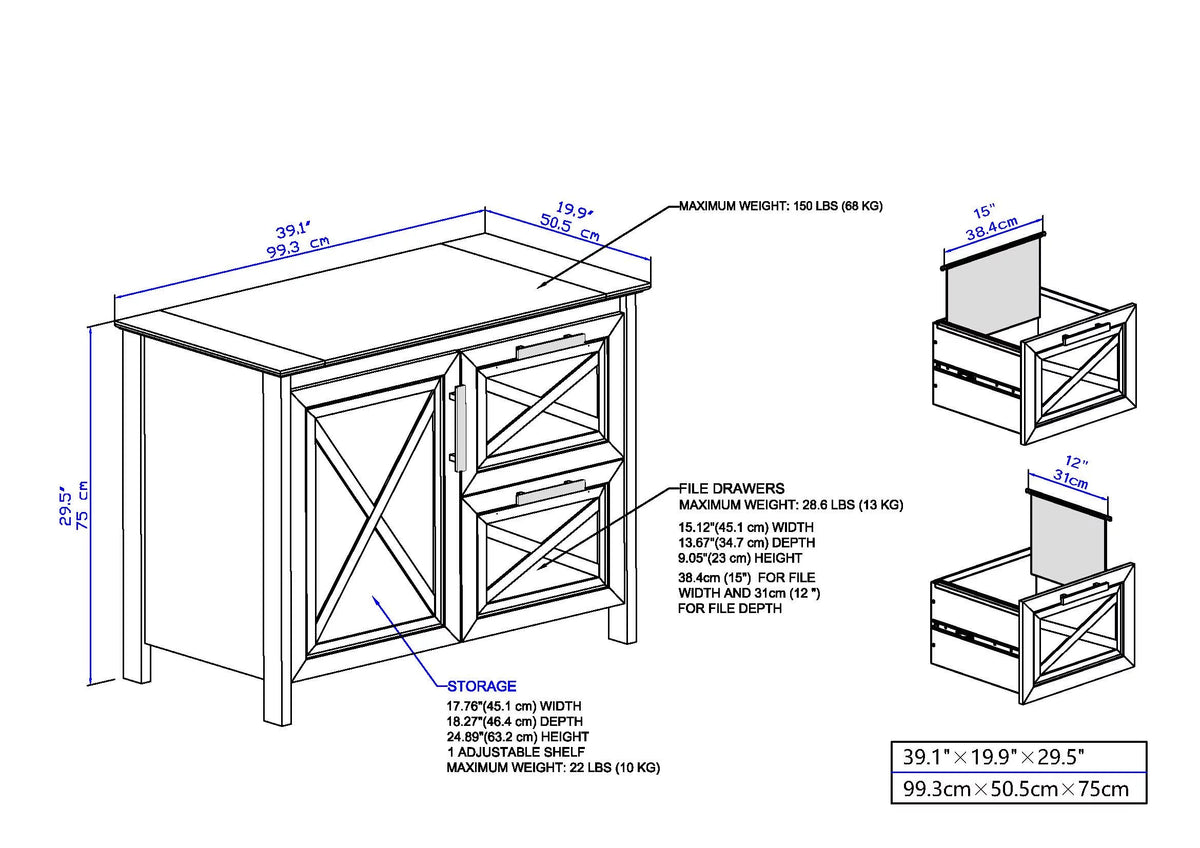 Rustic Brown 2-Drawer Filing Cabinet M292