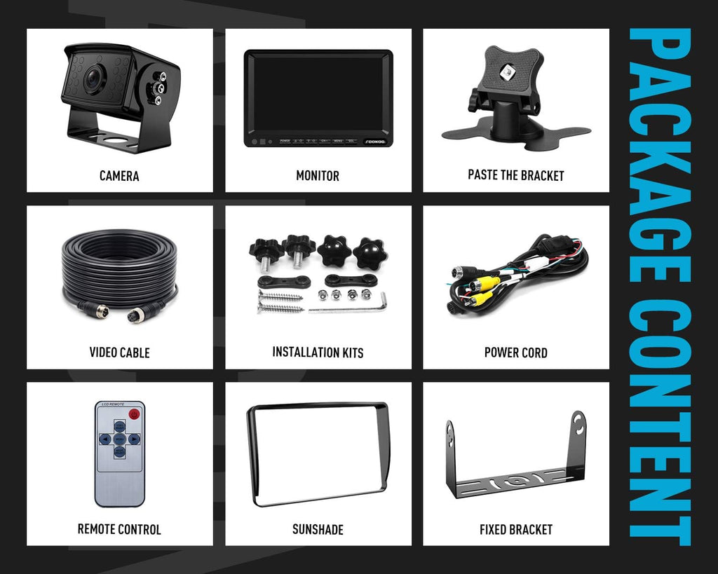 HD Backup Camera System Kit, 7" 1080P Reversing Monitor, IP69 Waterproof Rear View Camera J97838