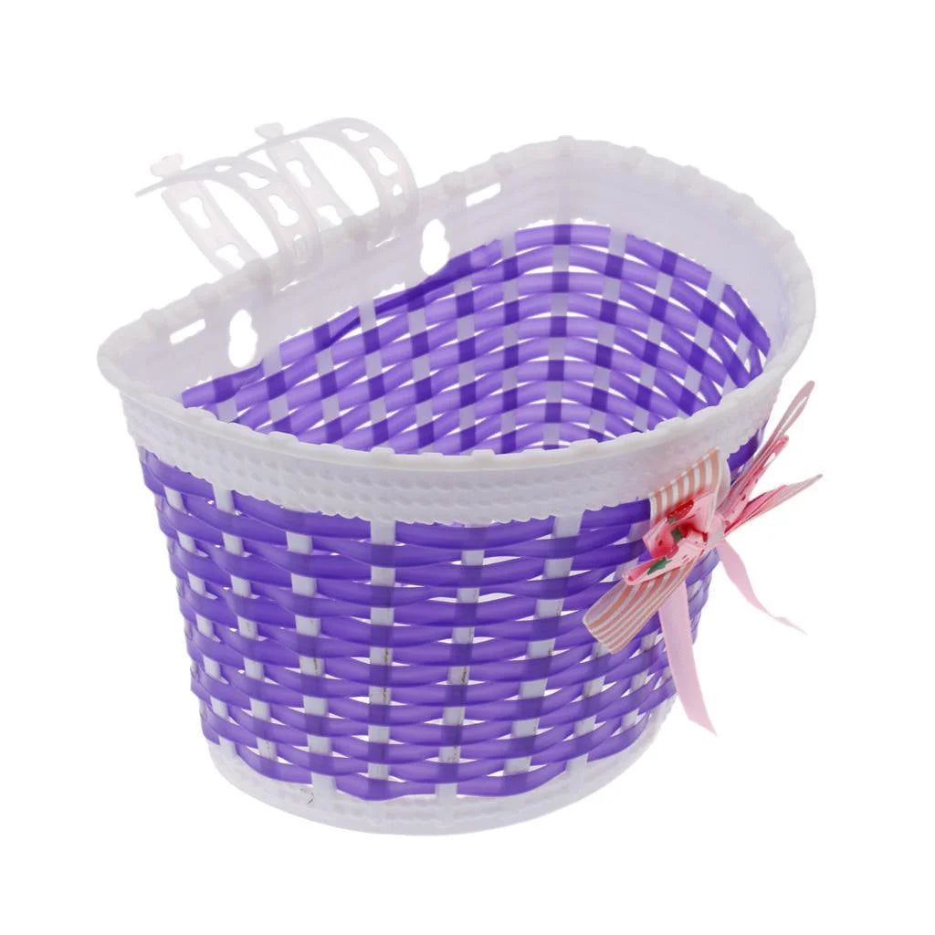 Bike Front Basket with Handlebar Grips Streamers Tassels Ribbons N5040