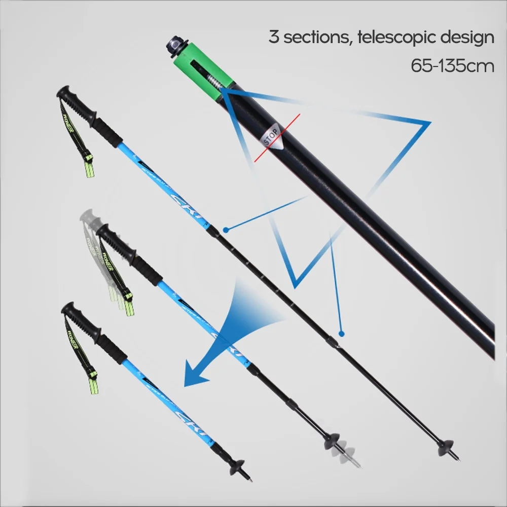 3-Section Telescopic Adjustable Trekking Hiking Cane I200