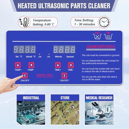 Heated Ultrasonic Parts Cleaner 3L Industrial with Digital Timer, 110V T6478