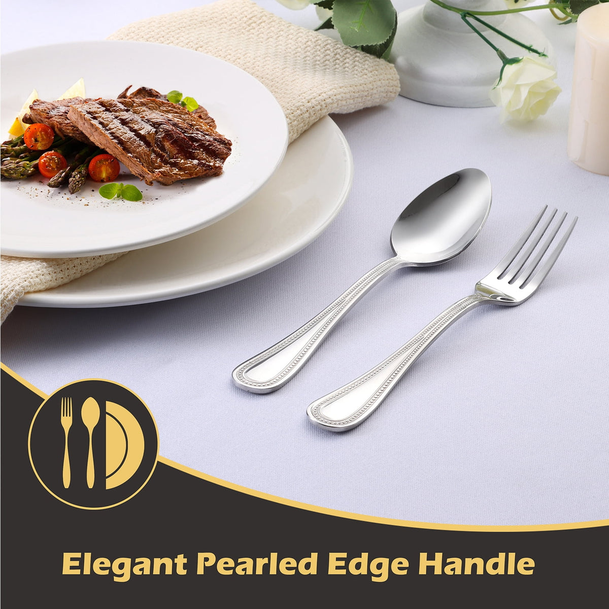 24-Piece Stainless Steel Fork and Spoon Set T78009