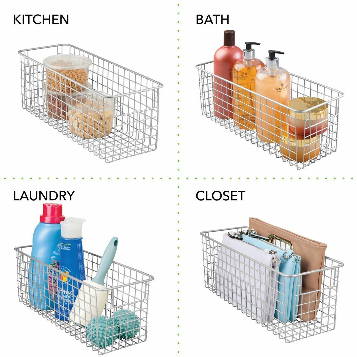 Metal Wire Kitchen Pantry Food-Storage Organizer Basket T351