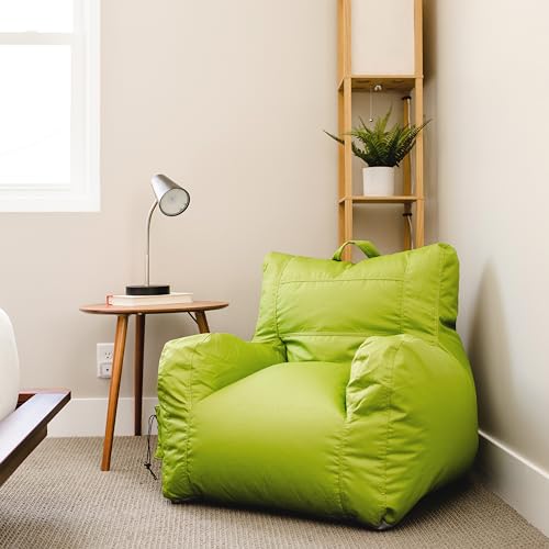 Black Durable Polyester Nylon Blend Bean Bag Chair with Drink Holder and Pocket, 3 feet H814991