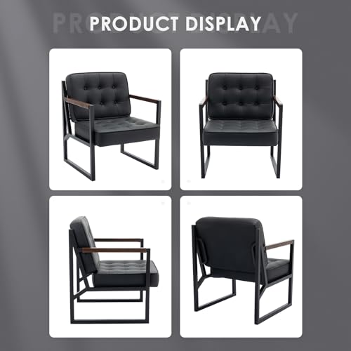 Black Faux Leather Accent Chair Set of 2 A388