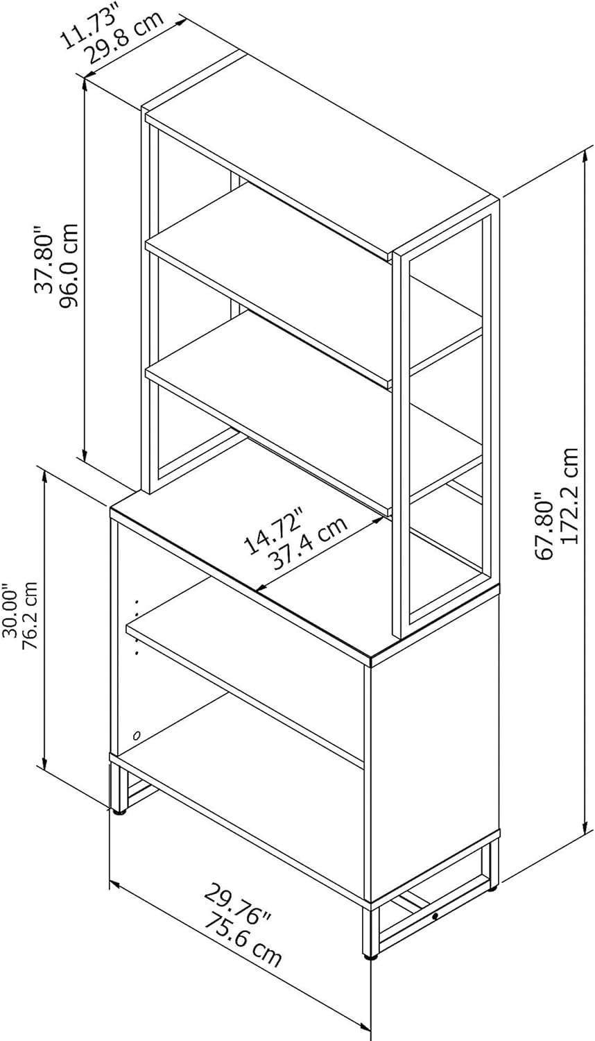 Storm Gray Bookcase with Hutch R58070