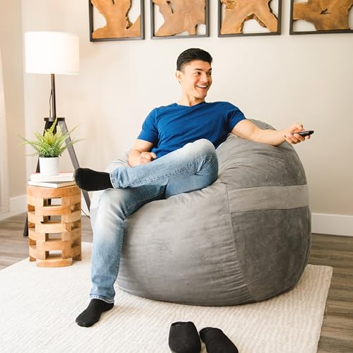 Medium Foam Filled Bean Bag Chair with Removable Cover, Collegiate Green, Durable Woven Polyester, 3 feet O881