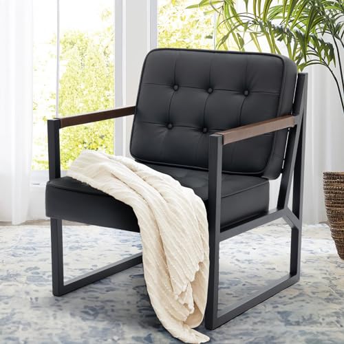 Black Faux Leather Accent Chair Set of 2 A388