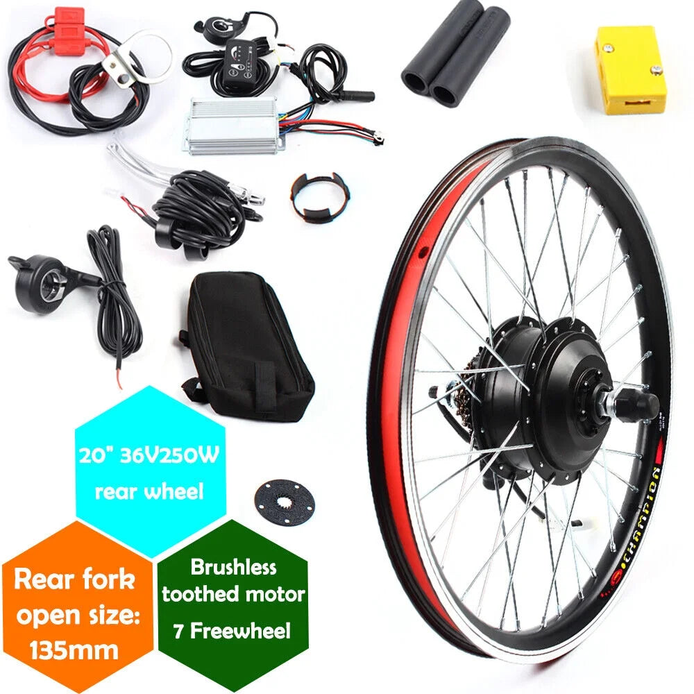 20'' 36V 250W E-Bike Rear Wheel Motor Conversion Kit D5630