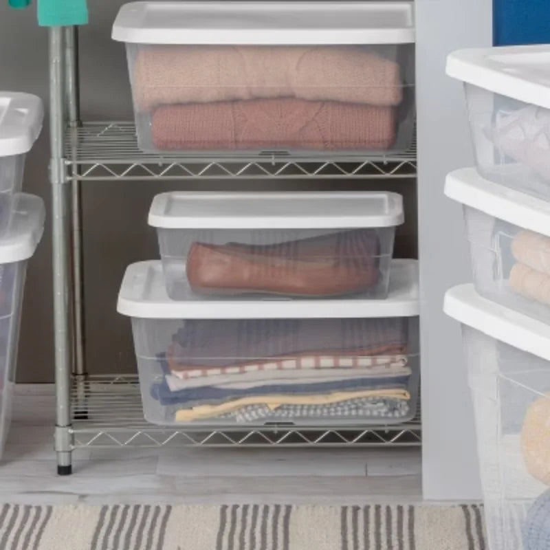 16qt Clear Storage Box with White Lid O954437
