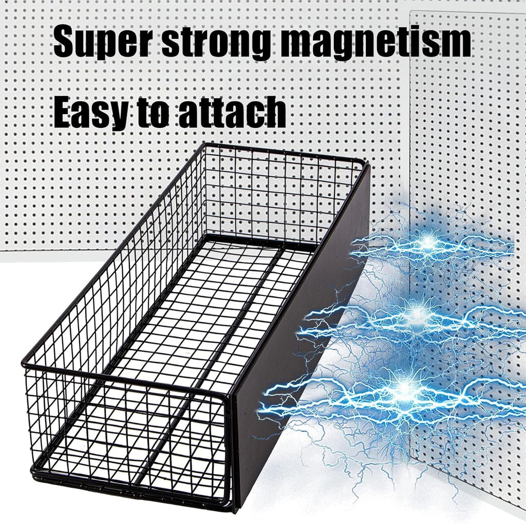 Black Magnetic Wire Mesh Shelf, 13.77" x 5.11" x 3.26" U7775