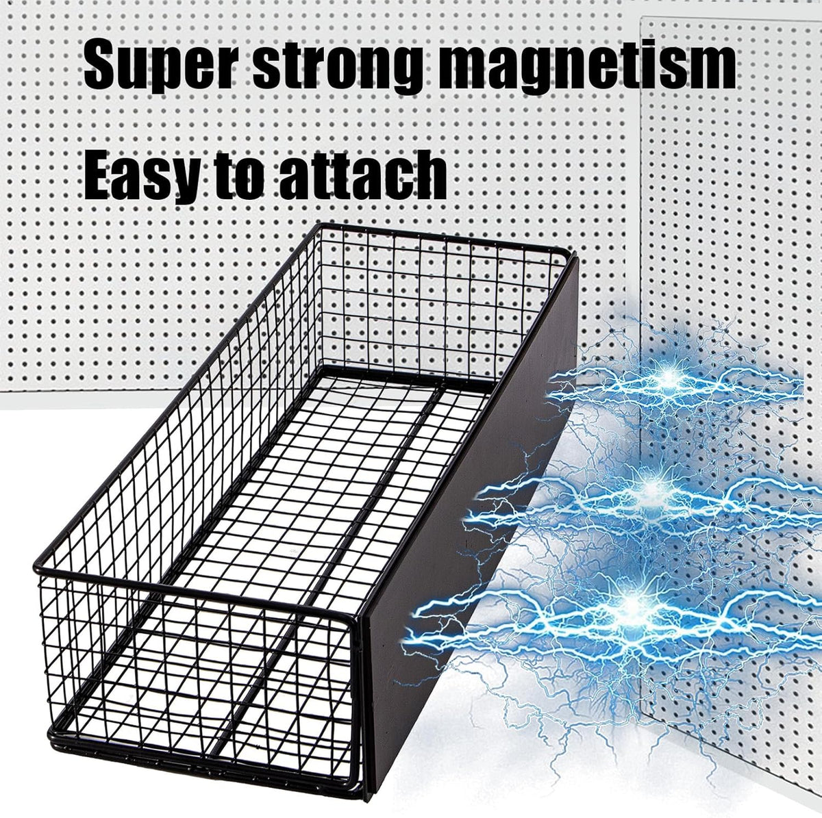 Black Magnetic Wire Mesh Shelf, 13.77" x 5.11" x 3.26" U7775