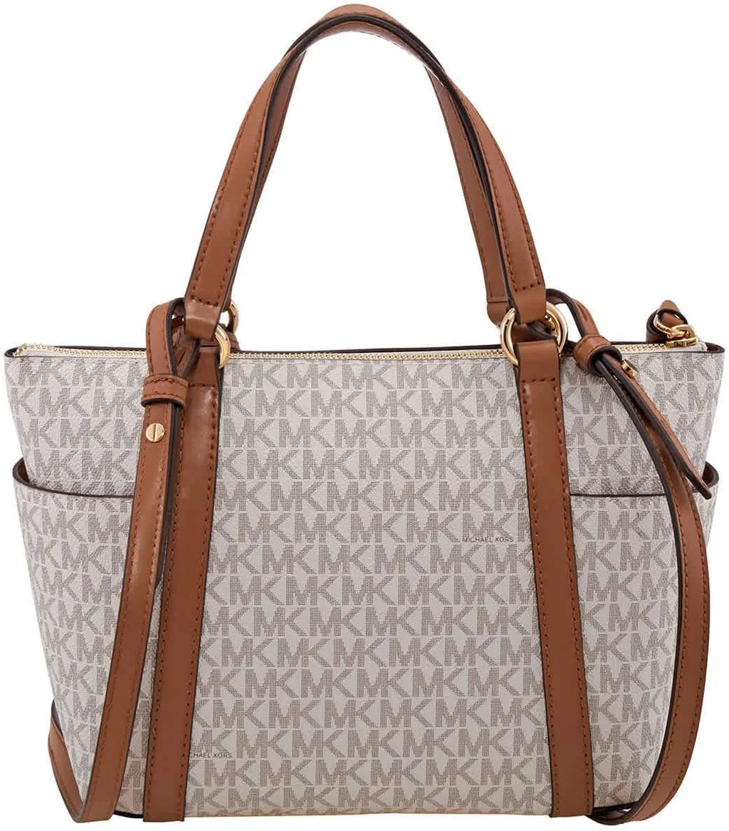 White Sullivan Small Logo Top-Zip Tote Bag R41364