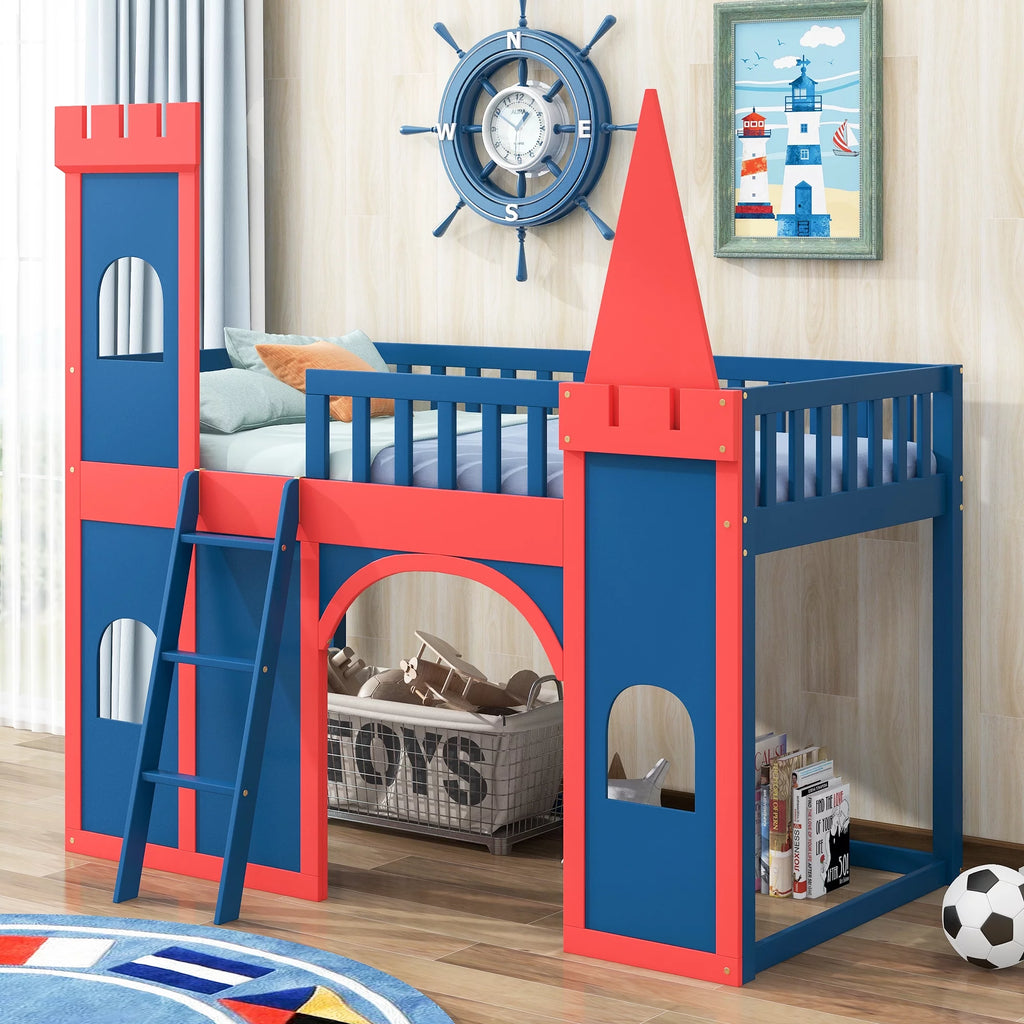 Twin Size Castle Shaped Loft Bed with Underbed Storage M21584