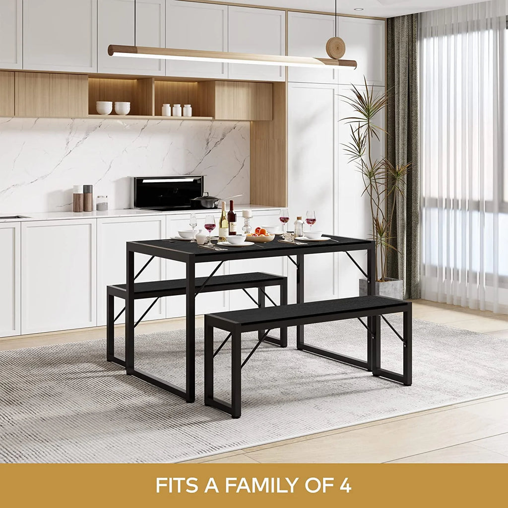 Black Modern Dining Table and Chairs for 4 F344489