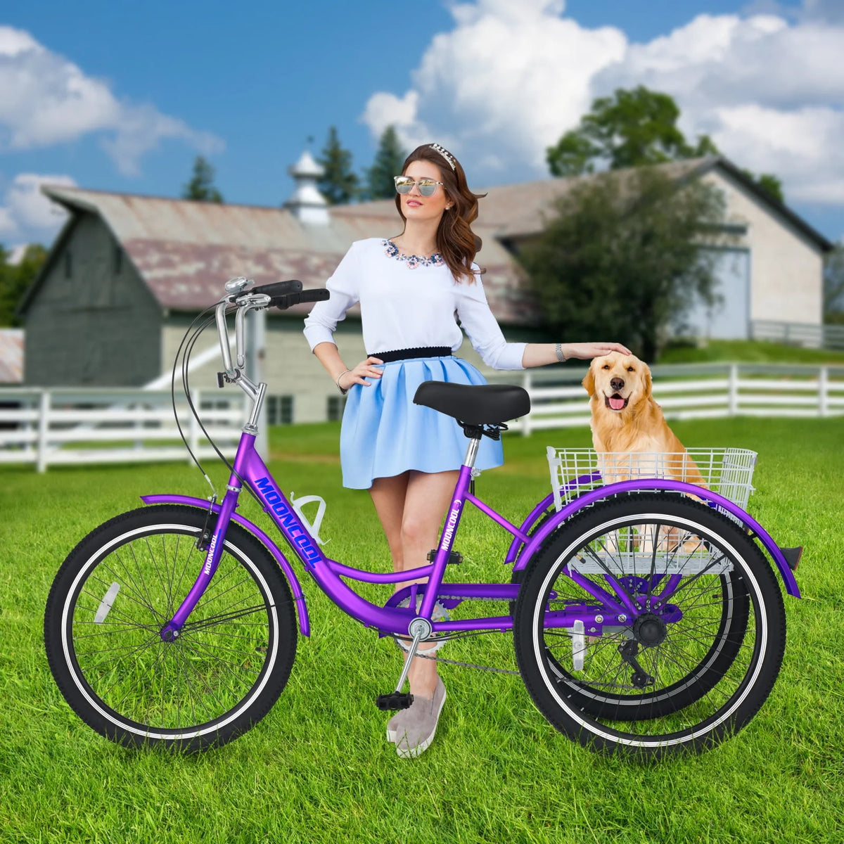 7 Speed 24inch Adult Tricycles with Shopping Basket G122019