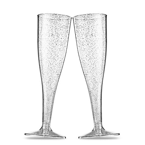 50 Pack 5 Oz Gold Rimmed Clear Plastic Champagne Flutes Z970597