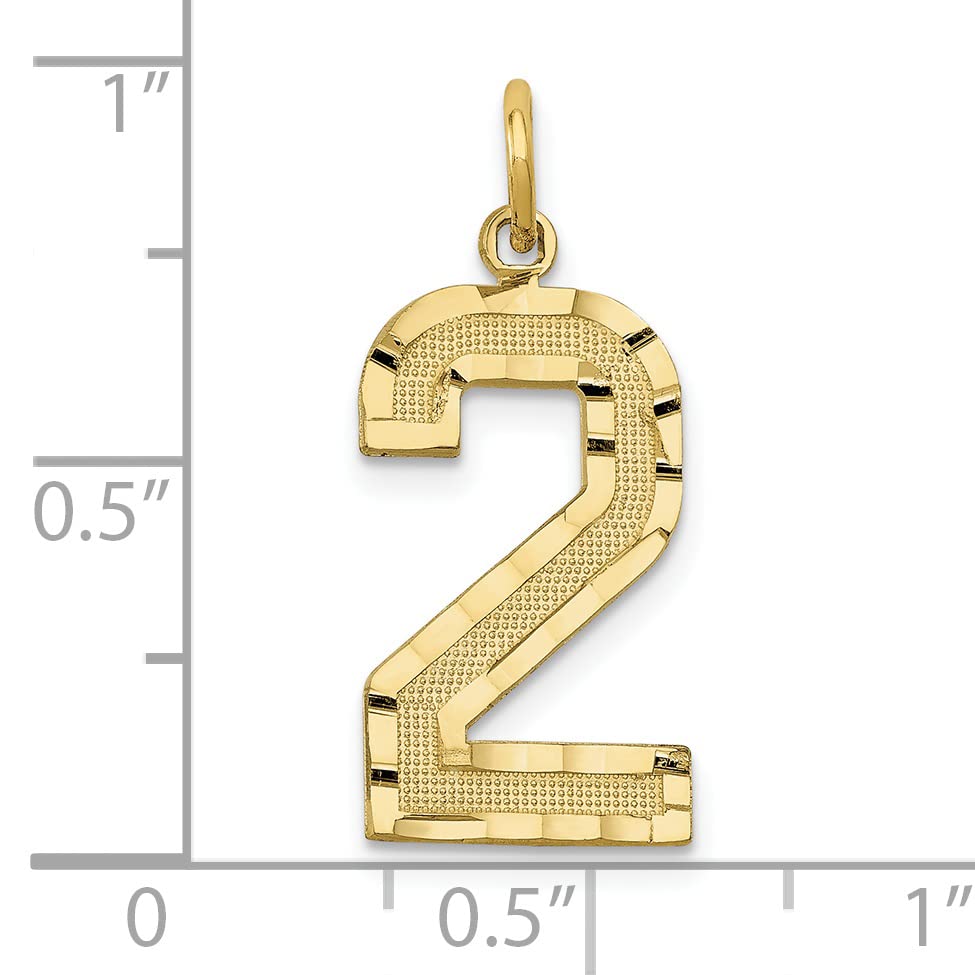 10K Yellow Gold Diamond Cut Number 2 Charm O726