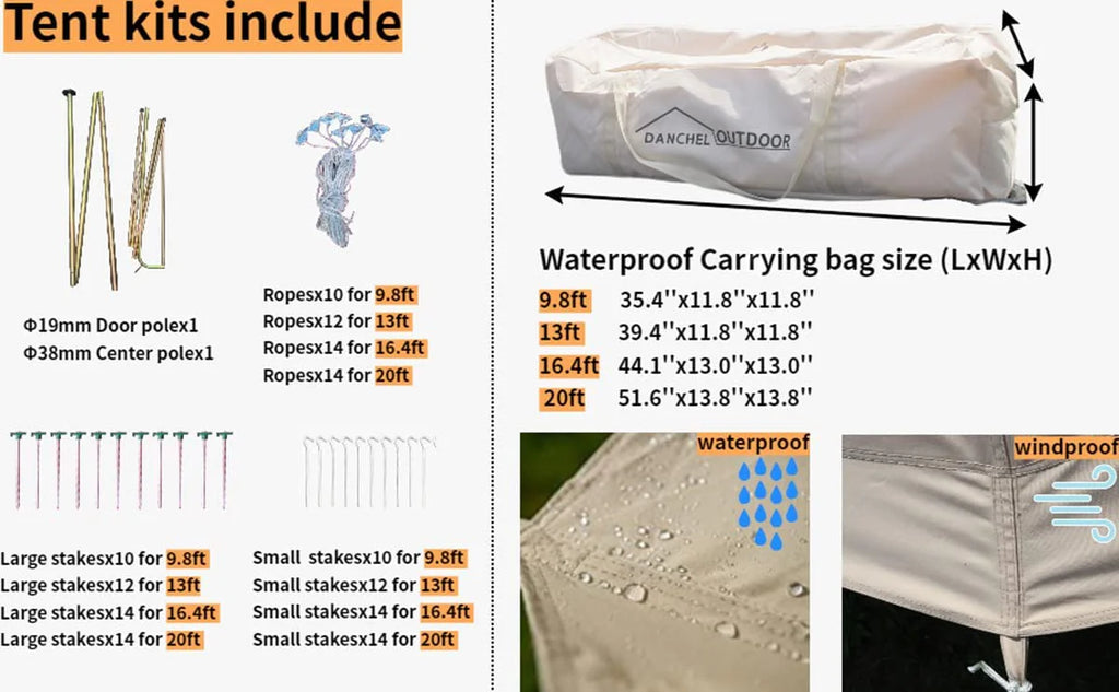 9.8ft Waterproof Cotton Canvas Bell Tent M7681