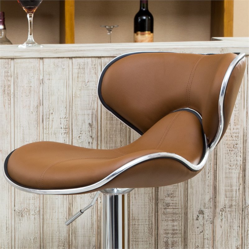 Faux Leather Swivel Barstool in Camel - Set of 4 C1106
