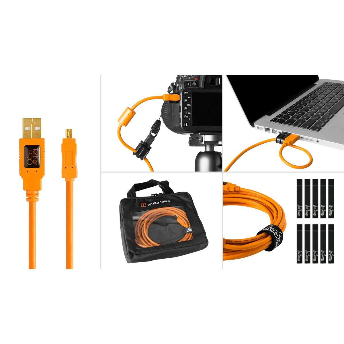 Orange USB 2.0 A Male to Mini-B 8-Pin Cable Starter Kit K1988
