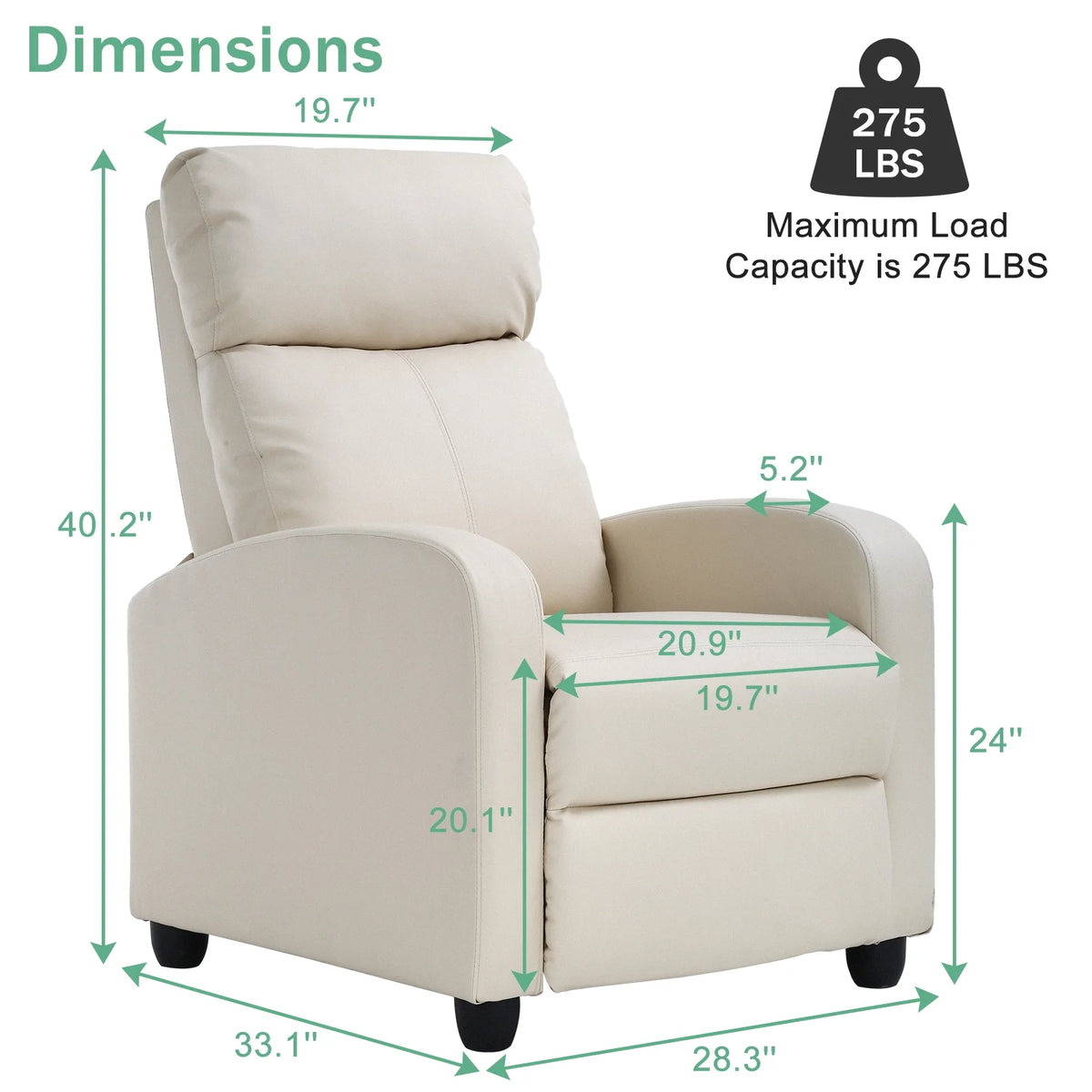 Fabric Beige Recliner Chair P86402