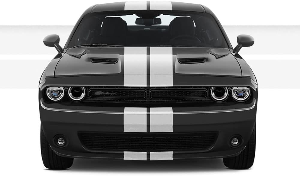 Dual 8" Racing Stripes for Dodge Challenger 2008 to 2019 Pack of 2 W50655
