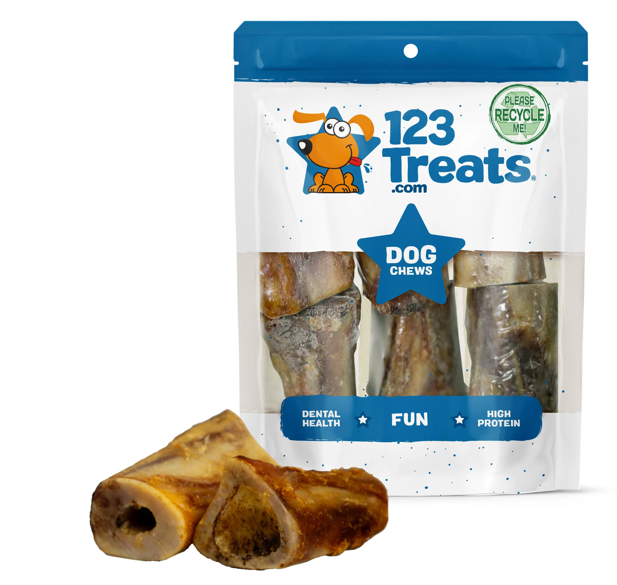 Beef Bone Chews for Dogs 3-4 inches 6 Count V777444