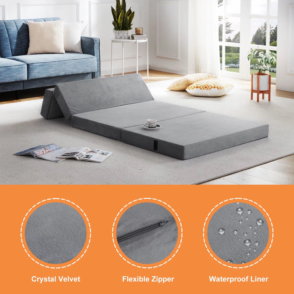 Velvet 4 Folding Mattress Topper with Carry Case D582742