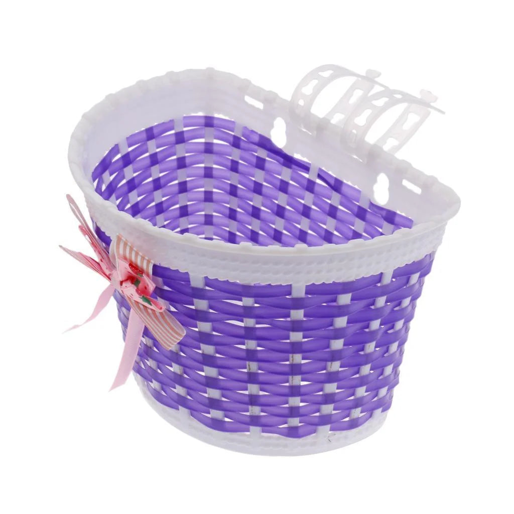 Bike Front Basket with Handlebar Grips Streamers Tassels Ribbons N5040
