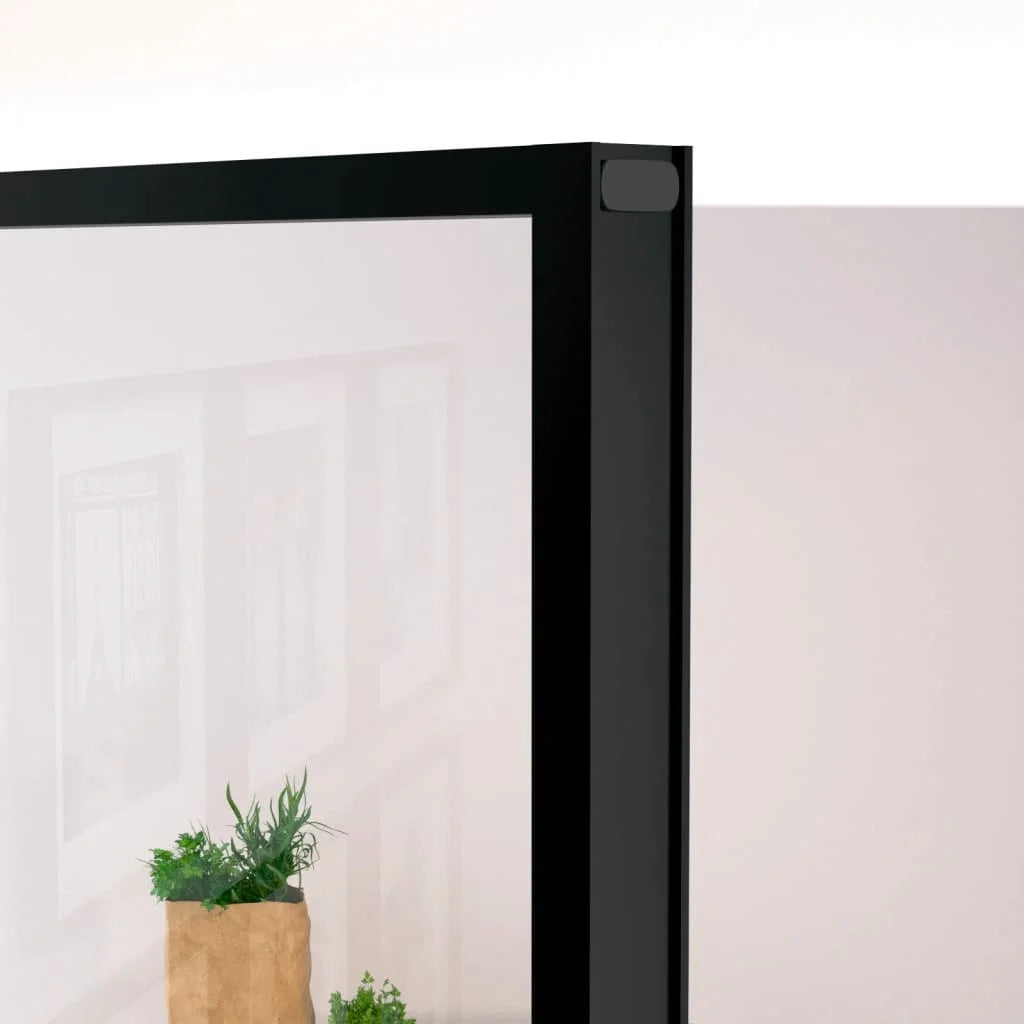 Black 32.7"x79.3" Tempered Glass Aluminum Slim Interior Door B49586