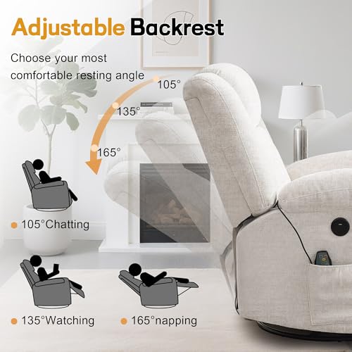360° Swivel Rocking Recliner with Massage and Heating N51375