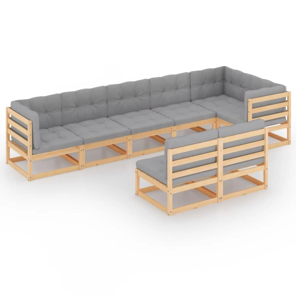 8 Piece Outdoor Conversation Set with Gray Cushions D98293