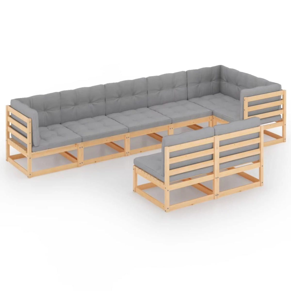 8 Piece Outdoor Conversation Set with Gray Cushions D98293