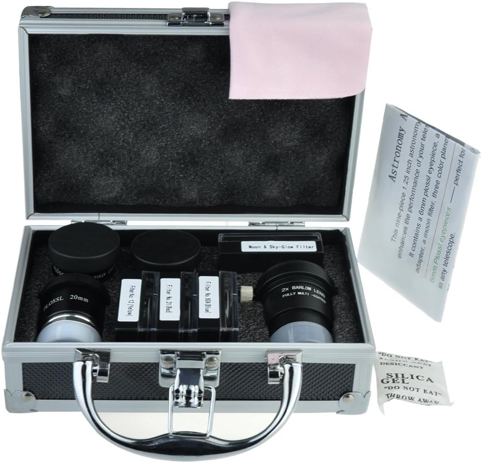 Astronomical Telescope Accessory Kit with Eyepieces, Filter Set, Barlow Lens J44304