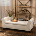 Beige Fabric Upholstered Storage Ottoman Bench J572942