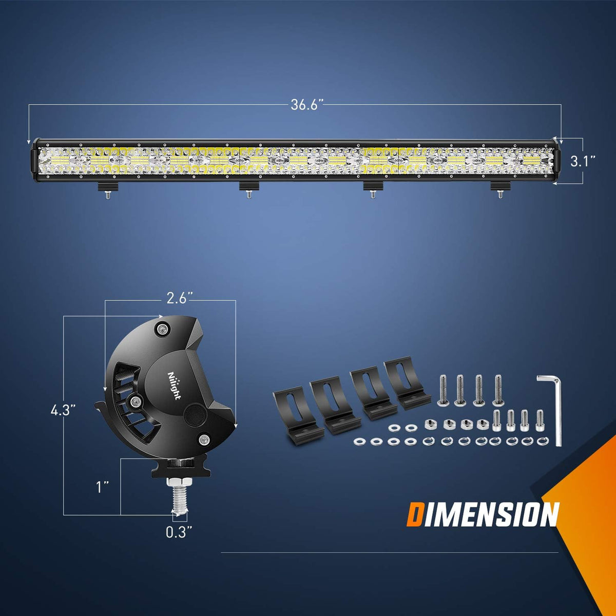 37Inch 780W Triple Row Flood Spot Combo Bar 78000LM Waterproof Led Work Light Pack of 2 P348198