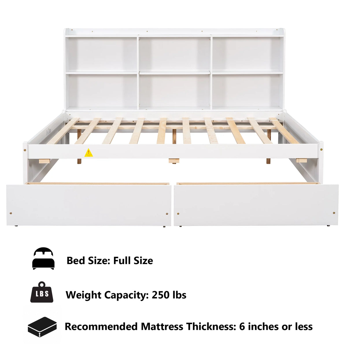 Full Size Platform Bed with Bookcases and Drawers Gray S84246