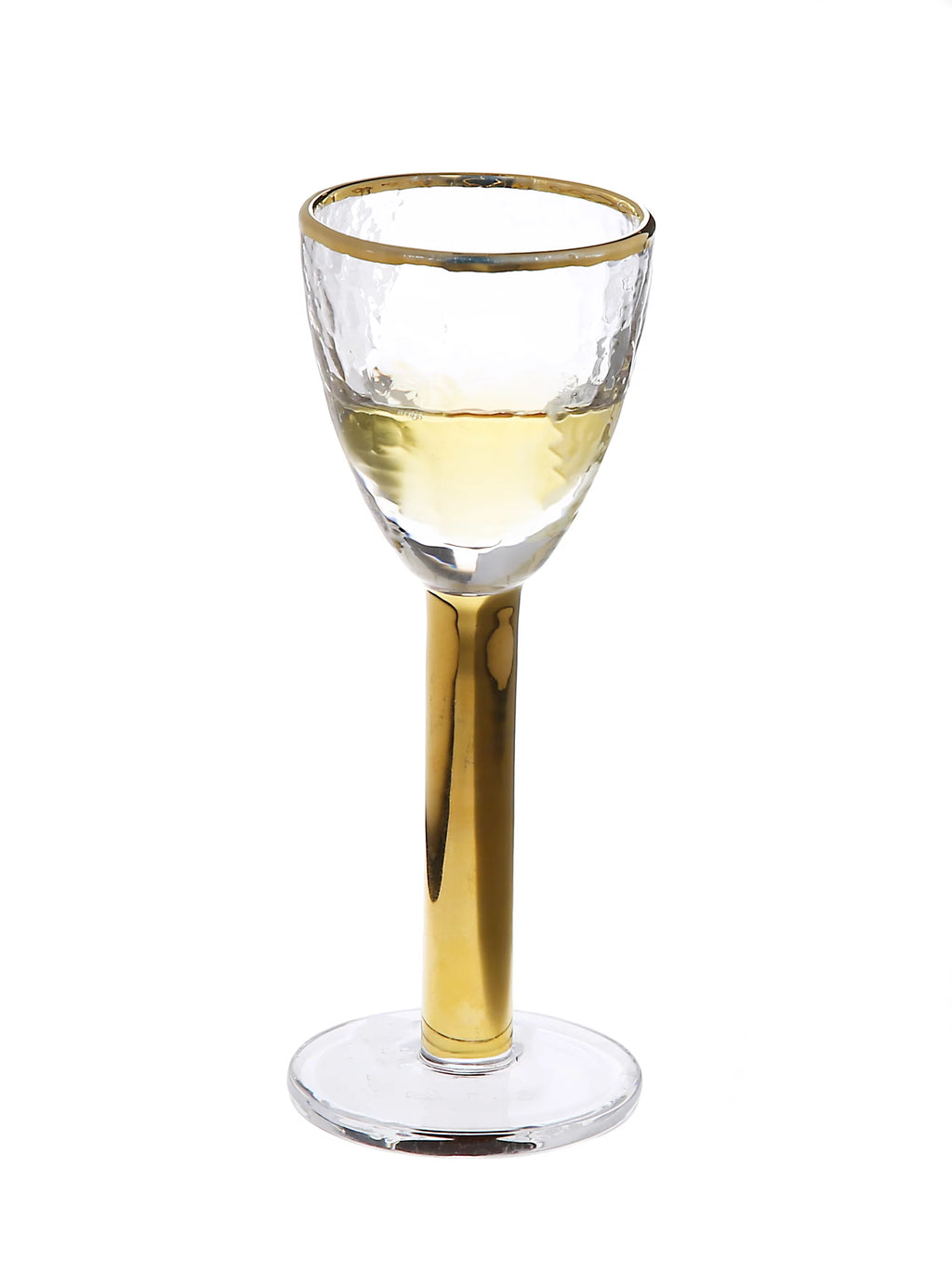Stemmed Liquor Glasses with Gold Stem & Rim, Set of 6 C330384