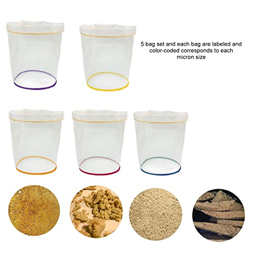 5pcs 1 Gallon Filter Bag Bubble Bag Kit Set Micron Drawstring Extraction Bags Y6971