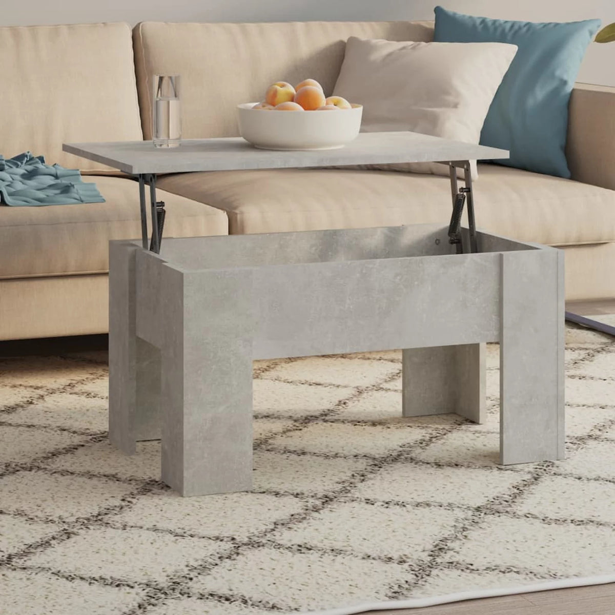 Coffee Table Concrete Gray Engineered Wood W34298