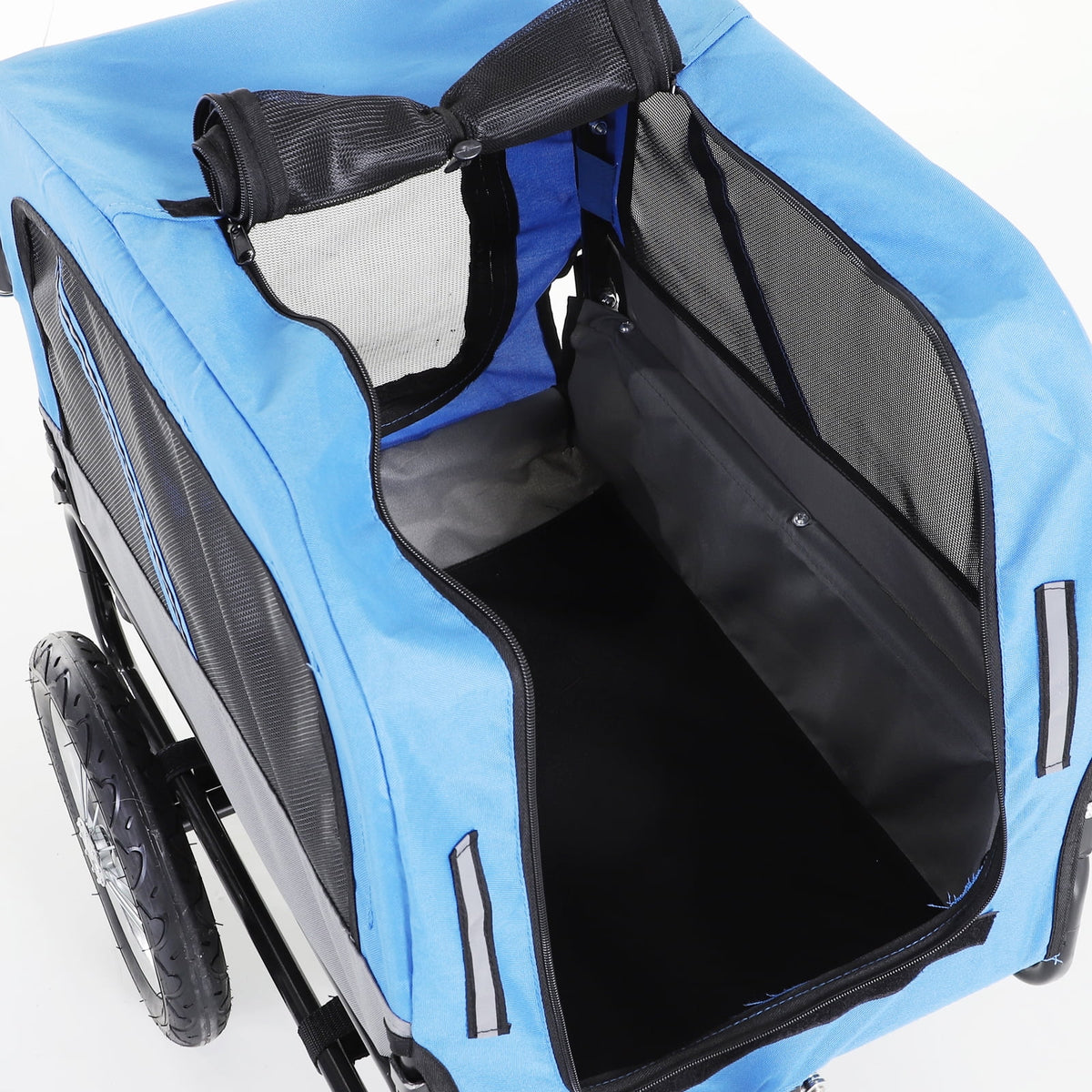 2-In-1 Dog Bicycle Trailer Jogging Stroller with Swivel Wheels Blue J308