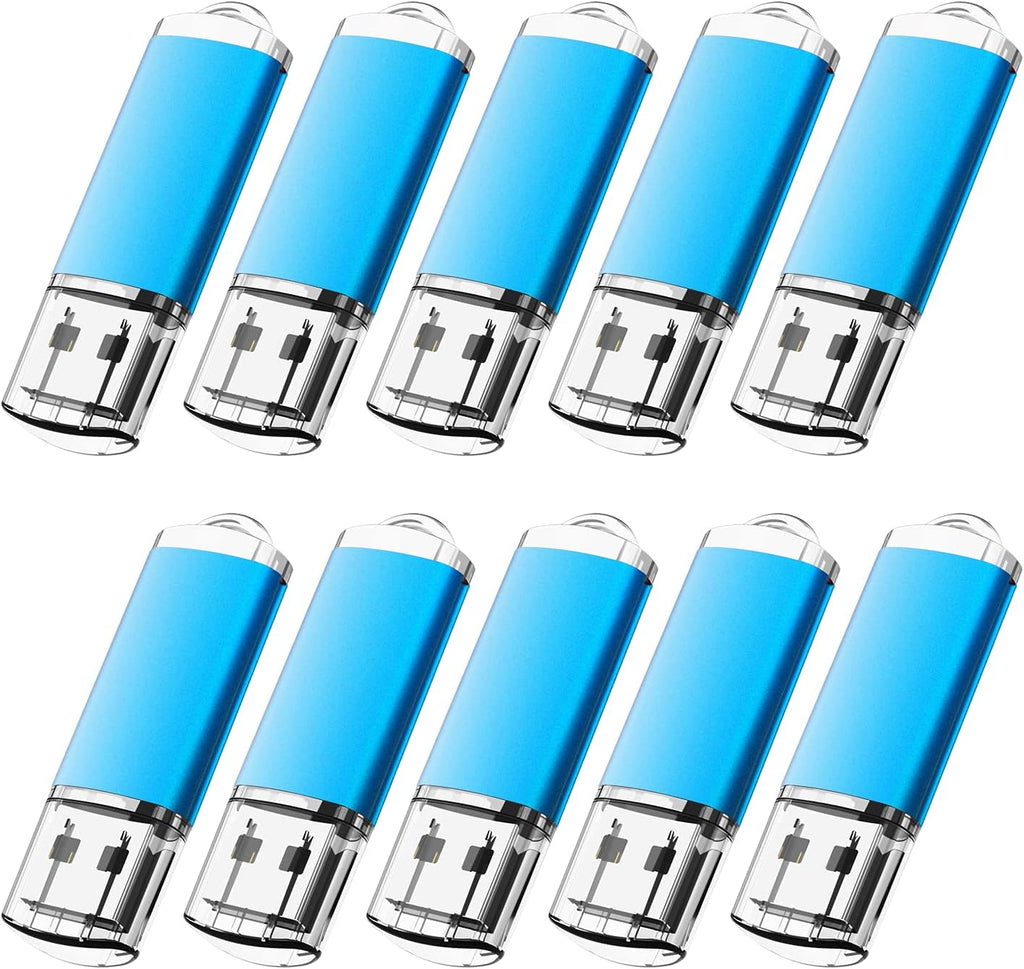 Blue USB 2.0 Flash Drive 8GB 10 Pack I83105