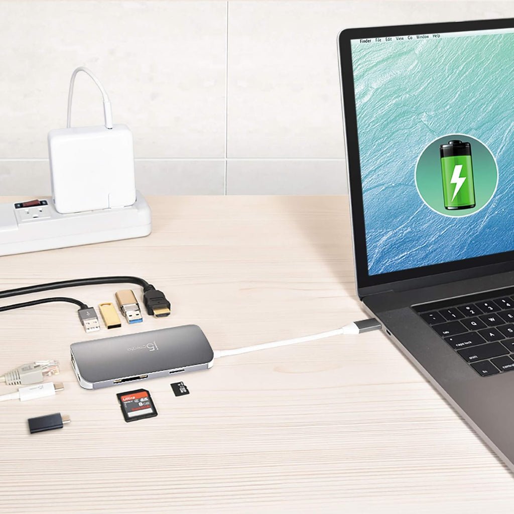 USB C Hub Adapter 10-in-1 Port Docking Station 4K HDMI, VGA, Ethernet, USB 3.0, MicroSD, SD, USB-C 3.1 + Power Delivery P100002