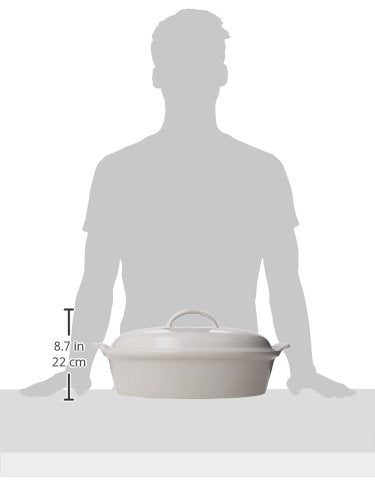 Stoneware Covered Oval Casserole, 4 qt. (14"), White Q611
