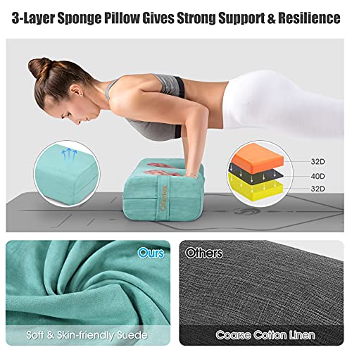 Yoga Bolster Pillow with Carry Handle, Removable Machine Washable Soft Suede Pillowcase B69266