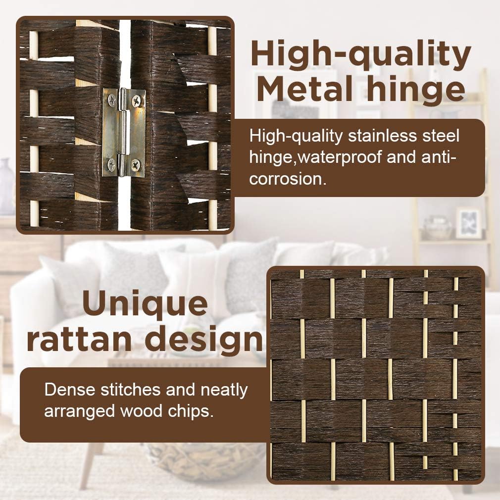 Brown 6 Panel Wooden Folding Room Divider with Shelves V29210