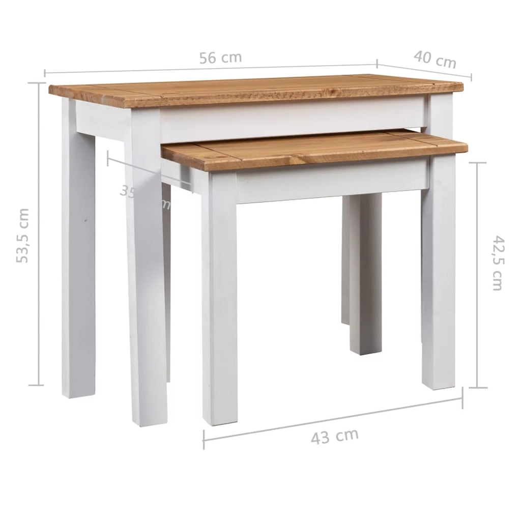 White 2 pcs Solid Pine Wood Nesting Tables G4056